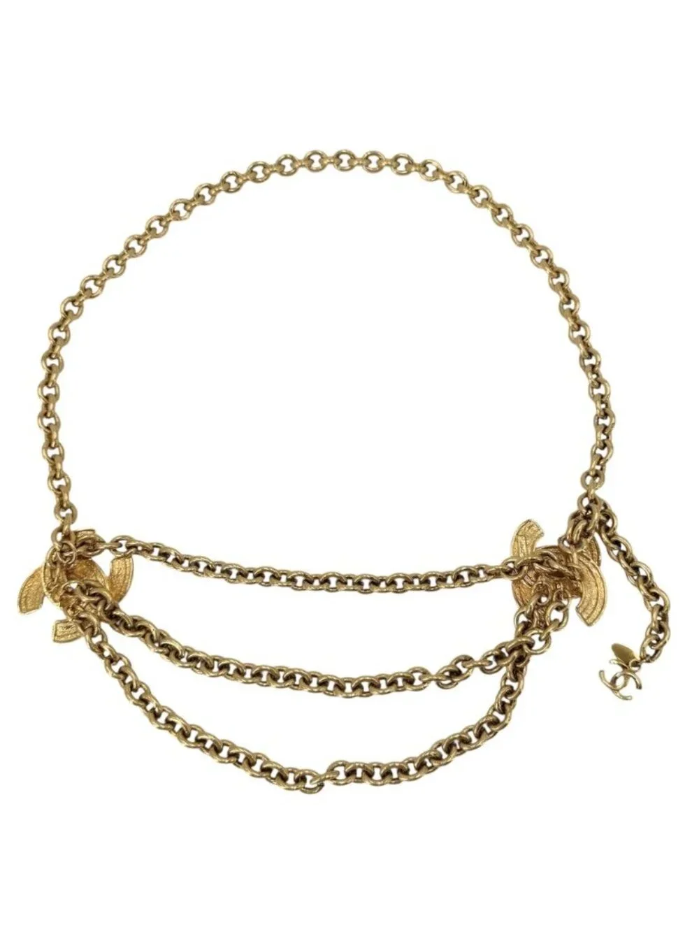 Chanel Belt Quilted Chain CC Logo Vintage Gold Plated